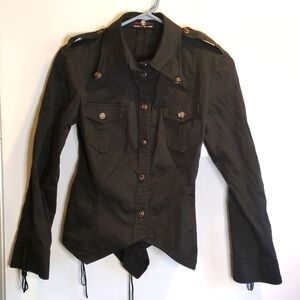 Blood Storm Club Body Line Collared Blouse Medium Black Corset style Shirt